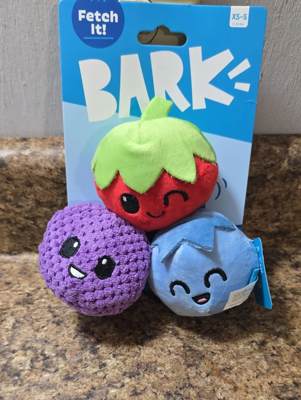 Bark Wild Berry Bunch Plush Fruit Squeak Dog Toy Trio -  NWT  XS-S 0-20 Pounds